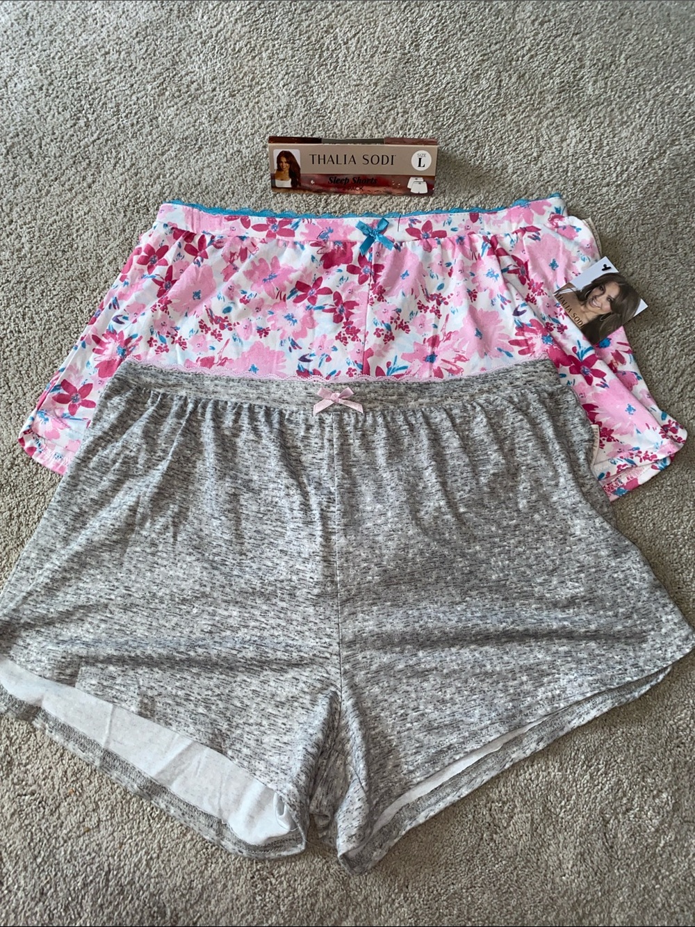 Thalia Sodi Large sleep Shorts set floral pink gray New